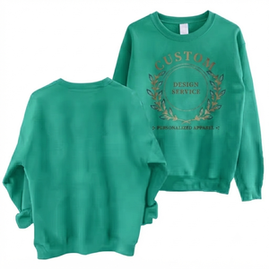 เสื้อสเวตเชิ้ตแขนยาวสีเขียวทะเลสำหรับผู้หญิง คอวีบุขนแกะสีน้ำเงินโคบอลต์ พิมพ์โลโก้ตามสั่ง ผลิตแบบ OEM - Product Image 1