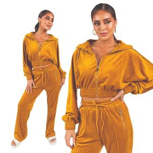 Ensemble de jogging en velours pour femmes, hiver, logo personnalisé, sweat à capuche, survêtement décontracté, fabricant - Product Image 1