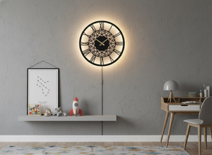 Victorian Roman Numeral <b>LED</b> Metal Wall <b>Clock</b> – Silent, Ornate Industrial Decor - Product Image 4