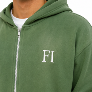 <b>Zip</b> Front Hoodies <b>Hooded</b> Tracksuit Jogger Set Cotton Fleece Sweatshirt Relaxed Fit Solid Color Pullover Streetwear Wholesale OEM - Product Image 5