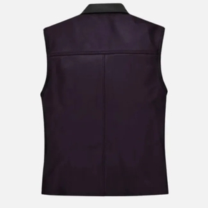 Chaleco de cuero genuino para hombre, estilo motociclista con capucha, diseño de solapa y cremallera diagonal, sin mangas, de piel de vacuno, servicio OEM, transpirable - Product Image 2