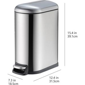 Poubelle à pédale en forme de D de 10 L/2,6 gallons avec fermeture douce, petite poignée de transport, seau intérieur amovible, résistante aux traces, pour voiture - Product Image 2