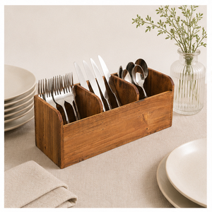 Support à Couverts Multifonctionnel en Bois Massif Moderne Fait Main, Support à Cuillères en Bois Massif de Qualité Supérieure, Écologique pour Cuisine et Table à Manger - Product Image 2