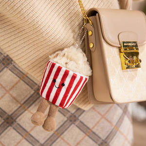 Peluche Personalizado de Palomitas de Maíz, de Algodón PP y Poliéster, Suave, en Cubo Rayado Beige, Almohada y Accesorios de Llavero - Product Image 5