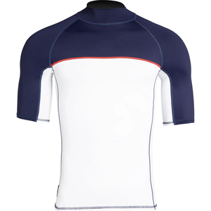 Haut de bain anti-UV en néoprène à manches courtes pour homme, qualité supérieure, coloris blanc et bleu marine, collection 2026 - Product Image 1