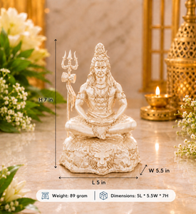 Idole de Mahadev plaquée argent 999 de Jaipur Metals |   Statue du Dieu Shiva 100% en laiton |   5 x 5,5 x 7 cm |   89 g |   Pooja et Cadeau - Product Image 2