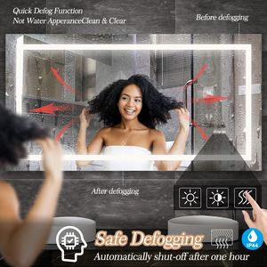 Specchio da Bagno LED Moderno Senza Cornice 60 x 32 Pollici, Antiappannamento con Sensore Touch, Specchio Illuminato da Parete per Doccia e Spazi Ristretti - Product Image 2