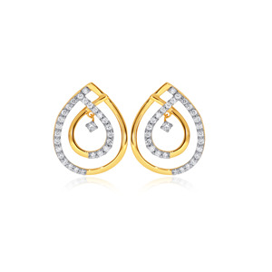 Pendientes de Diamantes de Oro Amarillo de 18K de Lujo para Mujer con Diamantes de Corte Brillante Redondo y Diseño de Lágrima para Boda - Product Image 1