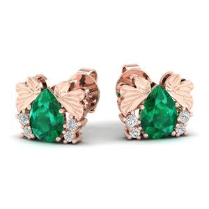 REYES Pendientes Personalizados de Oro Blanco Sólido de 14K con Moissanita y Esmeralda Verde, Joyería Fina, Regalos de Aniversario - Product Image 5