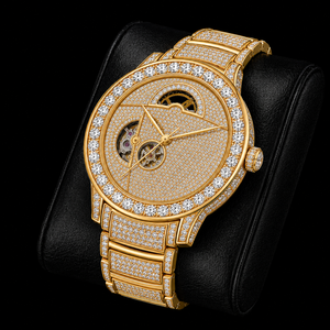 Montre ouverte entièrement sertie de pierres, style luxe, avec bracelet étincelant pour homme - Product Image 3
