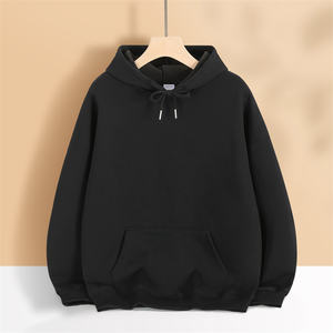 Sudadera con Capucha Negra de 500g, Personalizable con Logotipo, Estilo Urbano, Lisa, de Algodón Grueso, Oversize y Corta para Hombre - Product Image 5