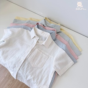 ซันคิดส์เสื้อเชิ้ตแขนสั้นสำหรับเด็ก เสื้อเชิ้ตลำลองผ้าฝ้ายป๊อปลินสีทึบสำหรับเด็กชายและเด็กหญิง - Product Image 6