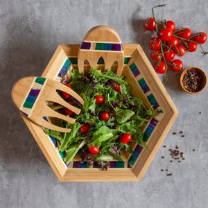 Bols à salade en bambou de haute qualité avec poignées intégrées – Collection en gros de bols multicolores écologiques pour desserts et céréales - Product Image 3