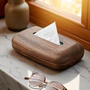 Walnut Wood Cartoon Handmade Tissue Box Cover Kitchen Cooking Utensils - Product Image 1