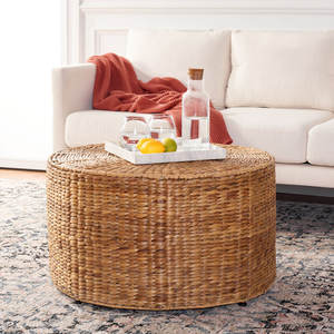 Handwoven Rattan Coffee <b>Table</b> with Stylish Base - Product Image 2