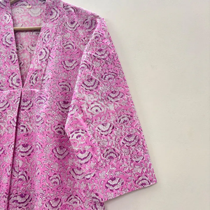 Vestido Casual Midi para Mujer, Tejido 100% Algodón, Liso, Manga Corta, Cintura Imperio, Estilo Babydoll, Cuello en V, Holgado, Funcional - Product Image 5