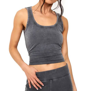 New Summer Fitness Formal Women's Tank <b>Top</b> Rib Short Acid Wash Polyester/Cotton Quick Dry Breathable <b>Crop</b> <b>Top</b> 2026 - Product Image 1