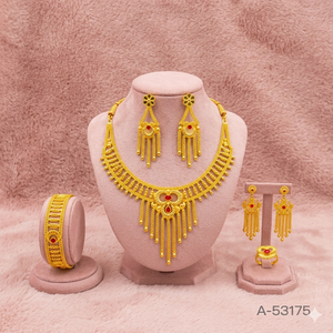 Wholesale MOLL JEWELLERS Bridal Necklace and Bracelet Set with Zircon 24K Gold Plated Trendy 18inches Party Jewelry A-53176 - Product Image 2