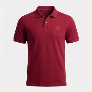 Polo en coton à manches courtes pour homme, logo brodé, coupe classique, couleur unie, tissu tissé - Product Image 1