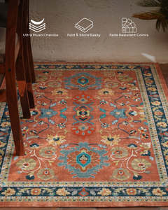 Alfombra de Poliéster con Diseño Floral Persa de Mittal Textile, Fabricada a Máquina, Pelo Medio, Base de Goma Antideslizante para Uso Doméstico y Comercial - Product Image 2