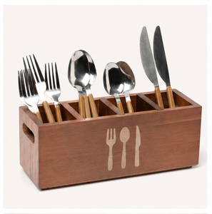 Premium Wood Silverware Caddy For Countertop 3 Compartment Detachable <b>Kitchen</b> Utensil Holder & Flatware Organizer <b>Storage</b> <b>Rack</b> - Product Image 3