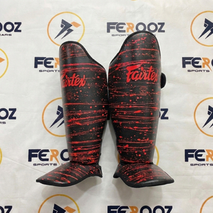 Espinilleras Fairtex de Color Dorado y Negro para Entrenamiento y Sparring de Kickboxing y MMA, de Cuero Vacuno Genuino Ligero, Gran Venta - Product Image 2