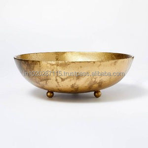 <b>Royal</b> antique design brass serving bowl handcrafted for luxurious festive table decoration and home kitchen presentation - Product Image 1