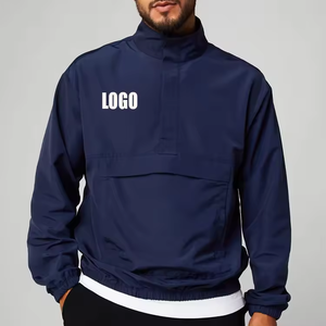 <b>Mens</b> Cotton/Polyester Half Zip Windbreaker <b>Pullover</b> <b>Jacket</b> Waterproof Breathable Oversized High Quality Premium OEM Bulk - Product Image 1