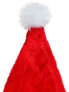 Chapeau de Noël du Père Noël, chapeau de fête du Père Noël en peluche légère avec bordure en fourrure blanche et pompon pour les fêtes - Product Image 2