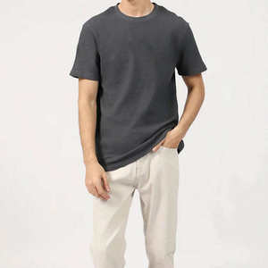 Mens Polyester Cotton Knitted T Shirt Regular Fit Crew Neck Short Sleeve Plain Tee Wholesale Custom Logo Summer Wear Bulk - Product Image 4