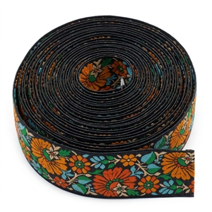 Wholesale Jacquard Ribbon Manufacturer 50mm Designer Floral Jacquard Ribbon Multicolor Woven Trim for Bows Garment Ethnic Wear - Product Image 2