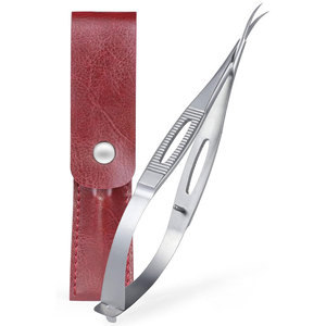 Stainless Steel Spring Action Cuticle <b>Scissors</b> With Leather Pouch <b>For</b> Professional Manicure And <b>Nail</b> Care - Product Image 1