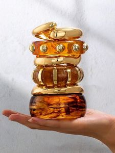 Latest Handmade Epoxy Resin Brass Bangle Stack for Women Wedding Party Festive New Arrival Luxurious Fashion Jewelry <b>Bracelet</b> - Product Image 6