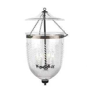 Lanterne en verre avec garniture en laiton, porte-bougie suspendu rond résistant à la chaleur pour la décoration de la maison - Product Image 6