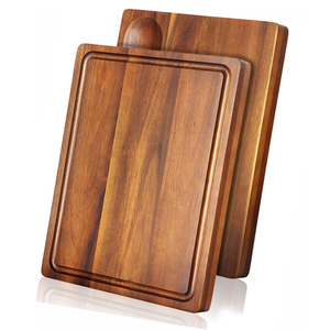 Planche à découper en bois d'acacia avec rainure pour les jus, poignées ergonomiques, écologique, certifiée FSC, ustensile de cuisine, option de logo personnalisé - Product Image 1