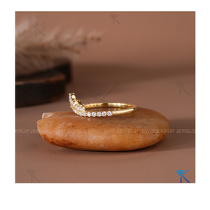 Minimalist Pavé Tiara Crown Nesting Band in Yellow Gold Stackable Ring for Women Elegant Design <b>Fine</b> Jewelry Perfect for Wedding - Product Image 3