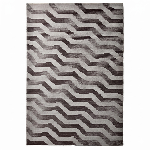 DECORDEC Tapis d'appoint épais en laine tufté à la main, motif abstrait marron foncé ivoire, écologique et antidérapant, pour salon - Product Image 1