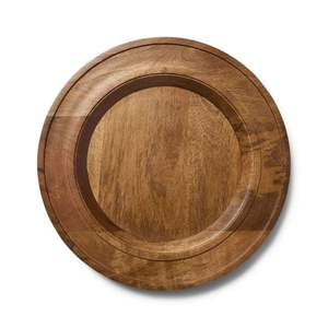 Platos de Madera de Mango Natural, Platos Redondos de Madera para Servir la Cena, Bandeja Rústica Decorativa para Mesa, Vajilla para Bodas, Hoteles y Fiestas - Product Image 5