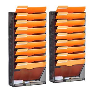 Portadocumenti da Parete in Metallo a Due Pezzi con 10 Tasche, Rastrelliera a Rete per Archiviazione di Riviste, Posta, Documenti, Cartelle da Parete - Product Image 1