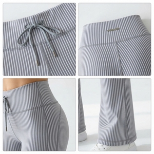 Leggings acampanados de cintura alta para mujer, leggings estampados a rayas de longitud completa, pantalones de compresión para gimnasio, pantalones transpirables para yoga - Product Image 6