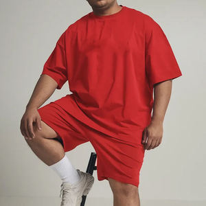 Ensemble deux pièces homme unisexe sur mesure en coton tissé épais 100 % coton, t-shirt et short amples à séchage rapide pour l'été - Product Image 5