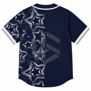 เสื้อเบสบอลผู้ชายไซส์ใหญ่แบบระบายอากาศได้ดี พิมพ์ลายตามสั่ง ติดกระดุม แขนสั้น ซับเหงื่อ แห้งไว ชุดทีมลายเรขาคณิต - Product Image 4