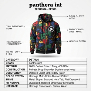 Men's Premium Heavyweight Cotton Jacquard Full Zip Hoodie-<b>90s</b> Heritage Streetwear Custom OEM <b>Sweatshirt</b> - Product Image 5