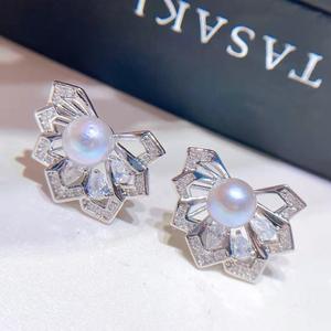 ต่างหูมุกเทียมสีเทาขนาด 5-6 มม. ประดับด้วยมุกแบบไมโครอินเลย์ งานแฮนด์เมดสุดหรู สไตล์เรโทร สำหรับผู้หญิง แฟชั่นสุดฮิต - Product Image 1