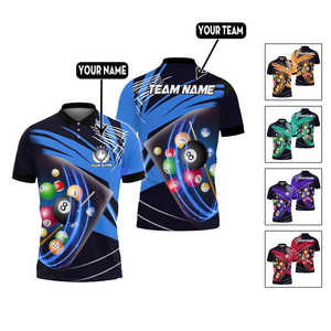 Camisas de Billar para Hombre, Tela de Lona 100% Poliéster, Diseño Sublimable Personalizable, Transpirable, de Secado Rápido, Servicio OEM - Product Image 6