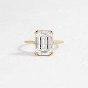 Anillo de Lujo con Diamante Cultivado en Laboratorio con Corte Esmeralda, Engaste de Garras, Oro de 10K, 14K, 18K, Anillo de Compromiso y Boda, Joyería Fina, Certificado IGI - Product Image 1