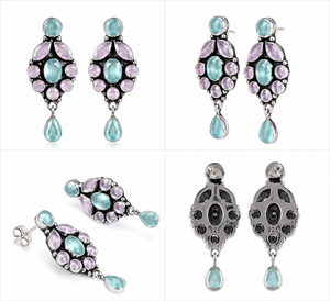 Fashion Zircon Oxidized <b>Silver</b> <b>Dangle</b> <b>Earrings</b> | Teardrop Drop Statement <b>Earrings</b> | Wholesale Jewelry - Product Image 4