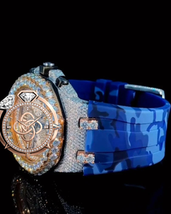 Reloj de pulsera artesanal con diamantes de moissanita para hombre, con brazalete de piedras VVS y pavé completo - Product Image 3