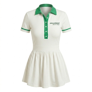 <b>Custom</b> logo name Women's Pickleball Polo <b>Dress</b> with matching shorts Short Sleeve pleated skirt lightweight Breathable OEM ODM - Product Image 1