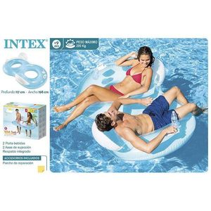 Materasso Gonfiabile Intex Double Eight 117x198 cm con Portabevande e Maniglie per Uso in Piscina - Product Image 1